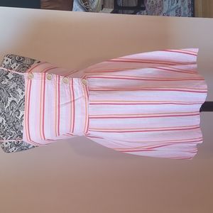 Lush Red, Orange, & Pink Striped Mini Dress | Size L